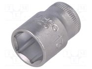 Socket; 6-angles,socket spanner; HEX 13mm; 1/4"; 25mm; tool steel BAHCO