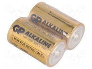 Battery: alkaline; D; 1.5V; non-rechargeable; 2pcs. GP