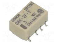 Relay: electromagnetic; DPDT; Ucoil: 3VDC; Icontacts max: 1A; G6K OMRON Electronic Components