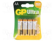 Battery: alkaline; AA; 1.5V; non-rechargeable; 4pcs. GP
