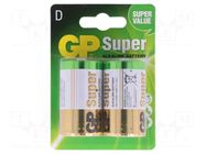 Battery: alkaline; D; 1.5V; non-rechargeable; 2pcs. GP