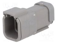 Connector: wire-wire; plug; male; DTM; for cable; PIN: 6; grey; IP68 DEUTSCH