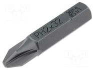 Screwdriver bit; Phillips; PH2; 1/4"; Overall len: 32mm WERA