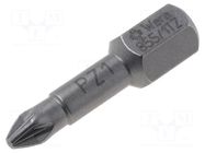 Screwdriver bit; Pozidriv®; PZ1; 1/4"; Overall len: 25mm; TORSION WERA
