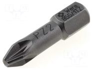 Screwdriver bit; Pozidriv®; PZ2; 1/4"; Overall len: 25mm; TORSION WERA