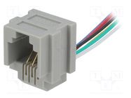 Socket; RJ12; 150mm; PIN: 6; with panel stop blockade,with leads CONNFLY