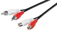 Stereo Extension Cable 2x RCA, 5 m - 2 RCA male (audio left/right) > 2 RCA female (audio left/right)