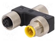 T adapter; M12 male,M12 female x2; A code-DeviceNet / CANopen LUMBERG AUTOMATION