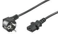 Angled IEC Cord, 2.5 m, Black, (3*1 mm²), 2.5 m - safety plug hybrid (type E/F, CEE 7/7) 90° > Device socket C13 (IEC connection)