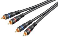 Stereo RCA Cable 2x RCA, Double Shielded, 3 m, black - 2 RCA male > 2 RCA male