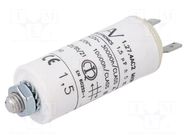 Capacitor: polypropylene; motors, run; 1.5uF; 470VAC; Ø25x56.5mm KEMET