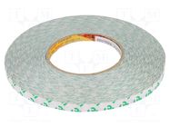 Tape: fixing; W: 9mm; L: 50m; Thk: 0.26mm; acrylic; white; -40÷70°C 3M