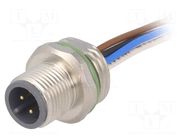 Connector: M12; socket; PIN: 4; male; cables; Thread: M16x1,5; 0.5m CONEC