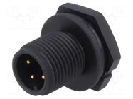 Connector: M12; socket; PIN: 4; male; 250V; IP68; soldering; plastic AMPHENOL LTW