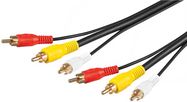 Composite Audio/Video Connector Cable, 3x RCA with RG59 Video Cable, 10 m - 3 RCA male > 3 RCA male