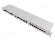 Connector: RJ45; patch panel; Cat: 6; rack; grey; Height: 1U LOGILINK