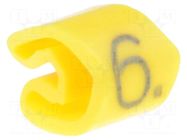 Markers; Marking: 6; 3÷5mm; PVC; yellow; -30÷80°C; leaded; UL94V-0 WEIDMÜLLER