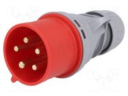 Connector: AC supply 3-phase; plug; male; 32A; 400VAC; IEC 60309 PCE