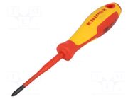 Screwdriver: insulated; Pozidriv®; PZ1; Blade length: 80mm; 1kVAC KNIPEX