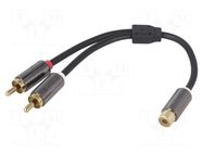 Cable; gold-plated; RCA socket,RCA plug x2; 0.2m; black; stereo 4CARMEDIA