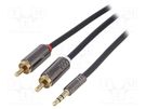 Cable; Jack 3.5mm 3pin plug,RCA plug x2; 1m; black; shielded 4CARMEDIA