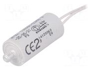 Capacitor: polypropylene; motors, run; 2uF; 470VAC; Ø25x55mm; ±5% KEMET