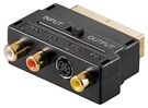 SCART to Composite Audio/Video and S-Video Adapter, IN/OUT, SCART male (21-pin), black - SCART male (21-pin) > 3x RCA female + Mini-DIN 4 female (S-Video)