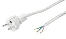 Heat-Resistant Protective Contact Cable for Assembly, 3 m, White and Silver, 3 m, white-silver - safety plug (type F, CEE 7/7) > loose cable ends