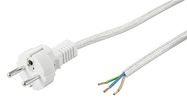 Heat-Resistant Protective Contact Cable for Assembly, 3 m, White and Silver, (3*0.75 mm²), 3 m, white-silver - safety plug hybrid (type E/F, CEE 7/7) > Loose cable ends