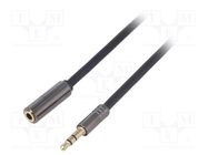 Cable; gold-plated; 2m; black; stereo; Shielding: shielded 