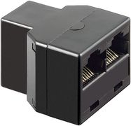 ISDN T-Adapter, black - RJ45 female (8P8C) > 2x RJ45 female (8P8C)