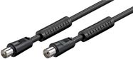 Antenna Cable with Ferrite (80 dB), Double Shielded, 1.5 m, black - coaxial plug > coaxial socket (fully shielded)