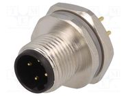 Socket; M12; PIN: 4; male; D code-Ethernet; THT; IP67; straight; 250V TE Connectivity