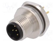 Connector: M12; socket; PIN: 5; male; B code-Profibus; THT; IP67 TE Connectivity