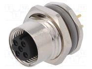 Socket; M12; PIN: 4; female; D code-Ethernet; THT; IP67; straight TE Connectivity