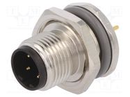 Connector: M12; socket; PIN: 4; male; D code-Ethernet; THT; IP67 TE Connectivity