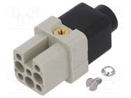 Connector: HDC; female; HD.7; PIN: 8; 7+PE; size 1; w/o contacts; 10A TE Connectivity