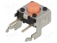 Microswitch TACT; SPST-NO; Pos: 2; 0.05A/24VDC; THT; none; 2.55N OMRON Electronic Components