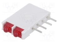 LED; in housing; 1.8mm; No.of diodes: 2; red; 10mA; 38°; 2V; 13mcd SIGNAL-CONSTRUCT
