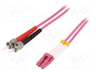 Fiber patch cord; OM4; LC/UPC,ST/UPC; 15m; LSZH; pink; Øcable: 2mm LOGILINK