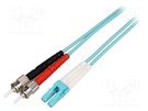 Fiber patch cord; OM3; LC/UPC,ST/UPC; 7.5m; LSZH; turquoise LOGILINK