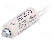 Capacitor: polypropylene; motors, run; 2.5uF; 470VAC; Ø25x55mm KEMET