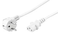 Angled IEC Cord, 5 m, White, 5 m - safety plug hybrid (type E/F, CEE 7/7) 90° > Device socket C13 (IEC connection)