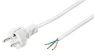 Protective Contact Cable for Assembly, 1.5 m, White, 1.5 m - safety plug hybrid (type E/F, CEE 7/7) > Loose cable ends