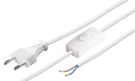Cable with Euro Plug for Assembly - with Switch, 1.5 m, White, white - Europlug (Type C CEE 7/16) > loose cable ends