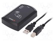 RFID reader; 5V; UNIQUE; USB; Range: 100mm; 91.3x57.5x22mm; ABS INVEO