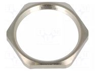 Nut; with earthing; PG21; brass; Thk: 3.5mm; Spanner: 32mm; GM-EMV HUMMEL