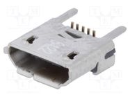 Socket; USB B micro; on PCBs; SMT; PIN: 5; vertical; USB 2.0 MOLEX