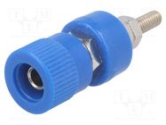 Socket; 4mm banana; 24A; blue; nickel plated; on panel,screw; 36mm 