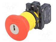Switch: emergency stop with key; 22mm; Stabl.pos: 2; NC + NO; red SCHNEIDER ELECTRIC